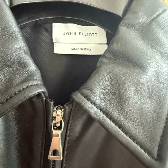 John Elliott LEATHER CROPPED ZIP JACKET